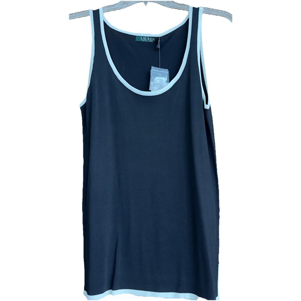 Lauren Ralph Lauren Womens small Tank Top Black, Ivory Trim office siren classic